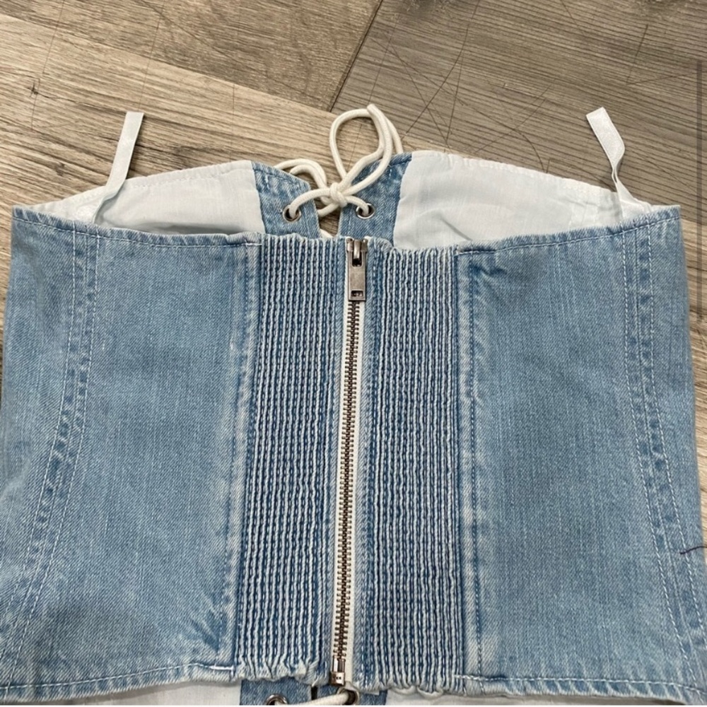 Pistola Lace Up Denim Top